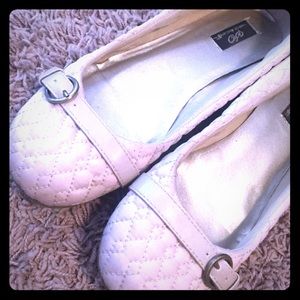 So... Beige Ballet Flats Women 8.5 Quilted Buckle